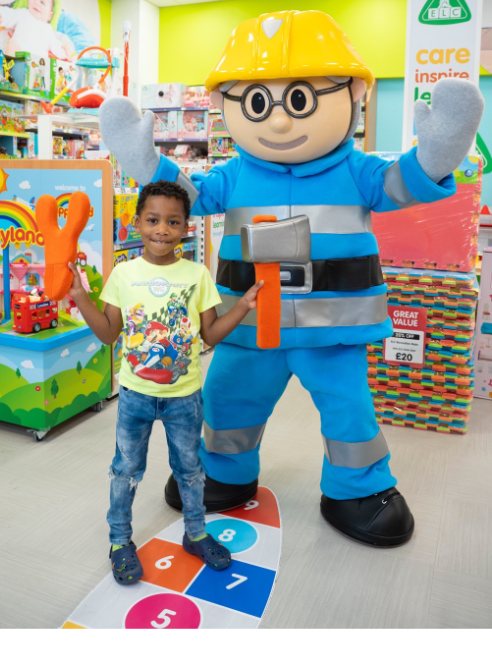 The Entertainer mascot in store